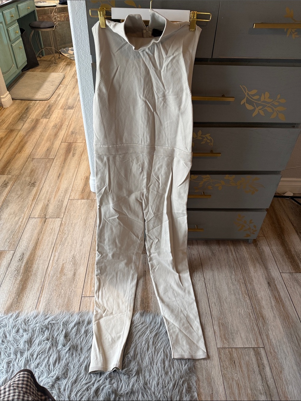 Barneys New York Sleeveless High-Neck Cream Jumpsuit